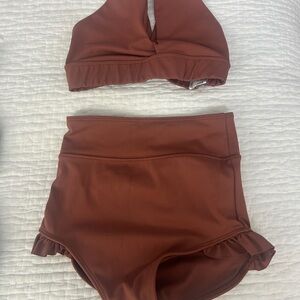 Kids Brown Matching Swim Set